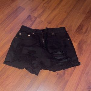 Black jean shorts